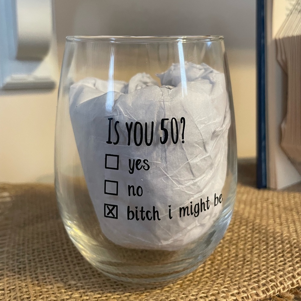 50th birthday drinking glass